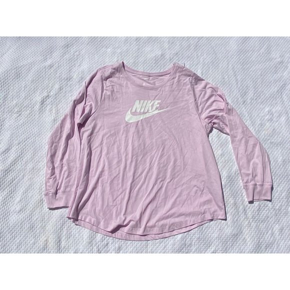NWT Nike Essential Long Sleeve Tee Plus Size 1X Pullover T Shirt Top Pink - Picture 2 of 7